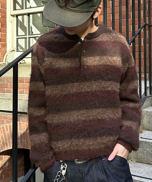 kutir（クティール） セーター ニット HENLEY NECK SILVER BUTTON 