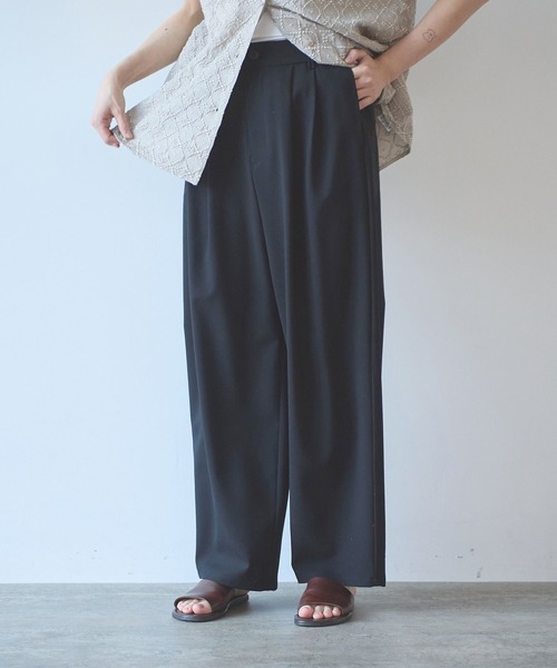 yuni ワイドパンツ スラックス パンツ ウォッシャブルサマーウール