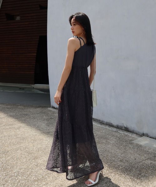 「anuans」 ノースリーブワンピース MEDIUM チャコールグレー レディースの画像