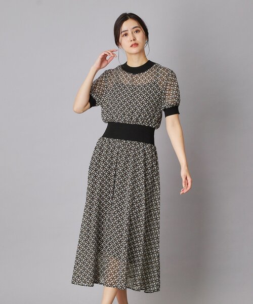 ドレステリア ドット ジャカードオーバーラップ コンビ ドレス ワンピース 38 DRESSTERIOR（ドレステリア） ワンピース 「otonaMUSE5月号掲載