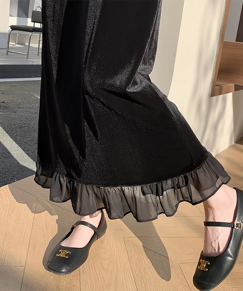 スカート ベロア×シアー切り替えフリルスカート : ZOZOTOWN Yahoo!店