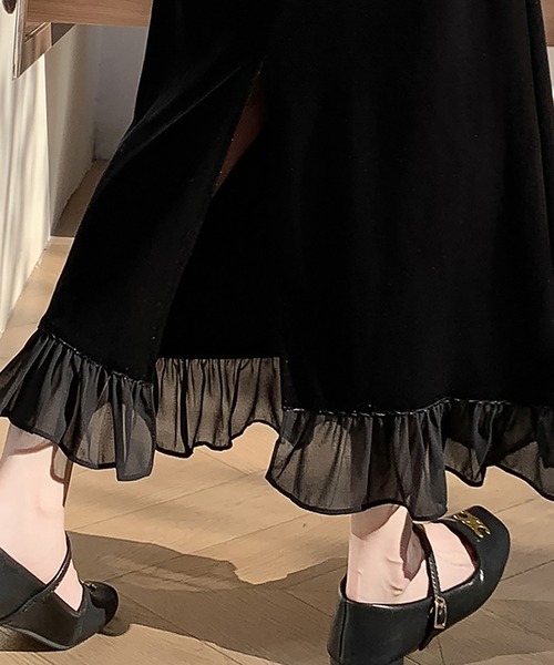 スカート ベロア×シアー切り替えフリルスカート : ZOZOTOWN Yahoo!店