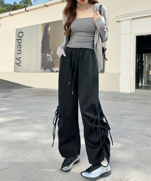 Ada. スウェットパンツ ジャージ サイドリボン ストレートシルエット