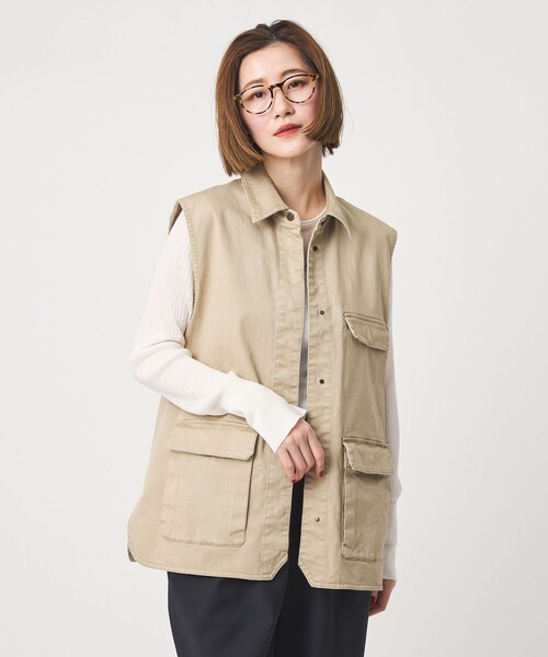 conte ベスト ジレ 「conte」サファリ チノ ベスト レディース