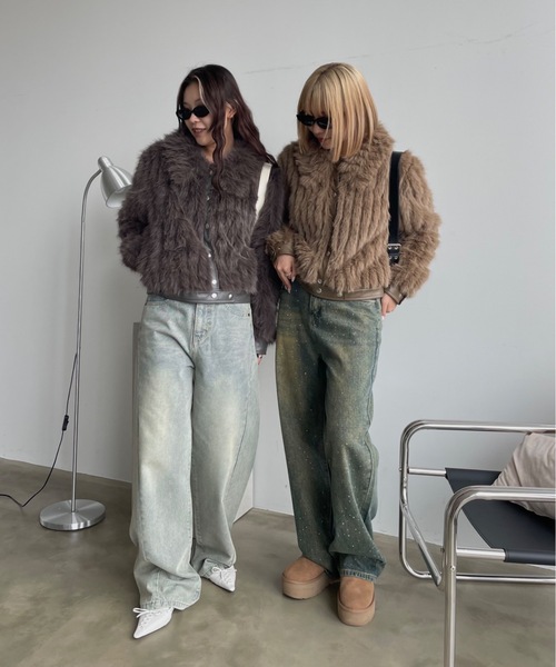 「SHAGGIE」 ジャケット FREE チャコールグレー レディース_画像4