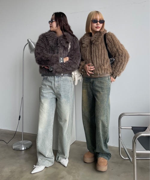 「SHAGGIE」 ジャケット FREE チャコールグレー レディース_画像5