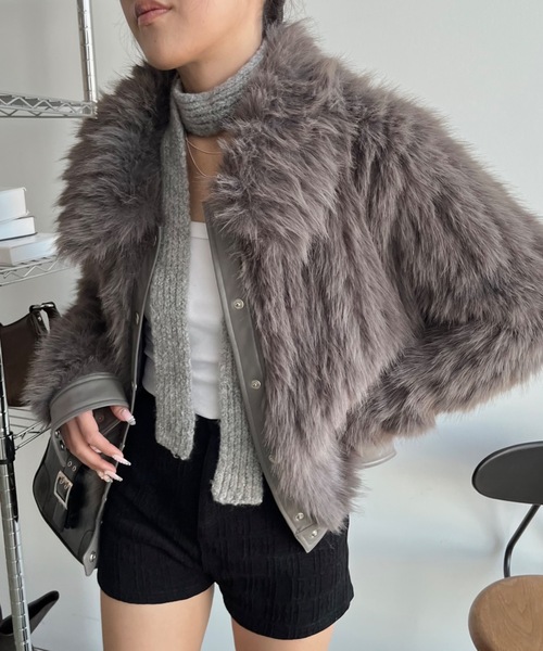 「SHAGGIE」 ジャケット FREE チャコールグレー レディース_画像8