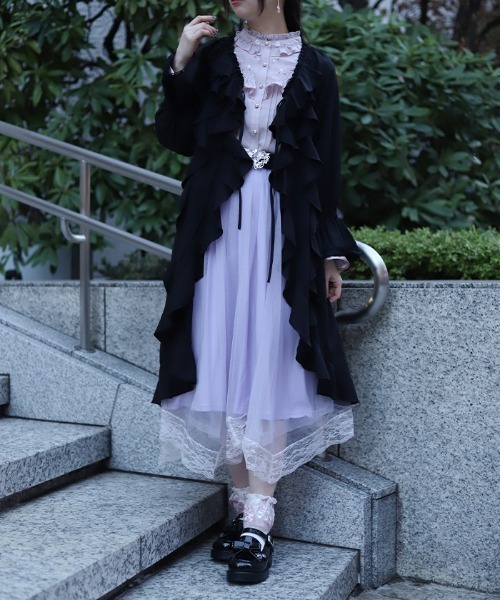 美品　axesfemme レースアップフリルカーディガン　アイボリー　M 激レア axes femme（アクシーズ ファム） カーディガン レースアップモール