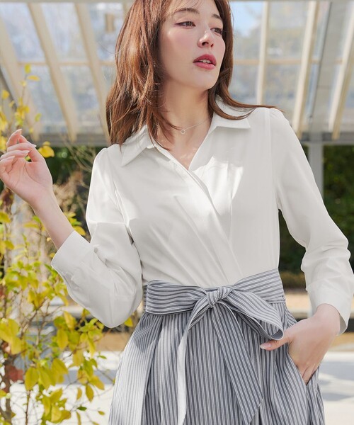 Tiaclasse シャツワンピース カシュクールシャツワンピース : ZOZOTOWN