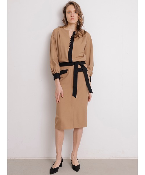 「TONAL」 長袖ブラウス 38 ネイビー レディース_画像2