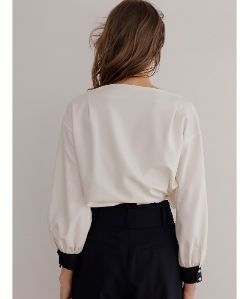 「TONAL」 長袖ブラウス 38 ネイビー レディース_画像5