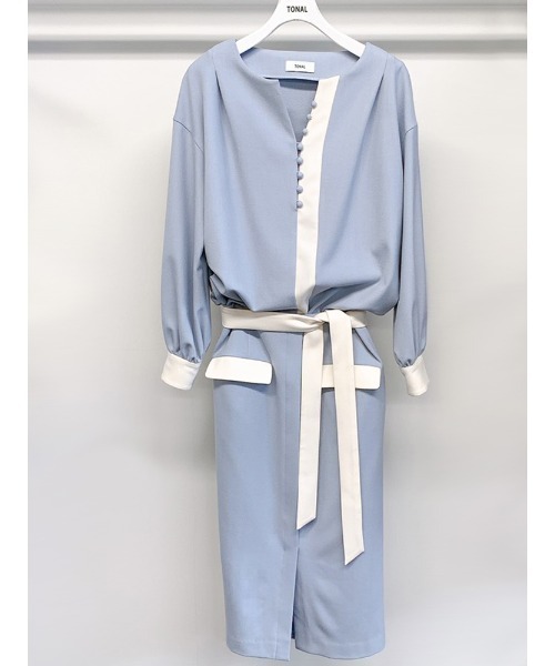 「TONAL」 長袖ブラウス 38 ネイビー レディース_画像6