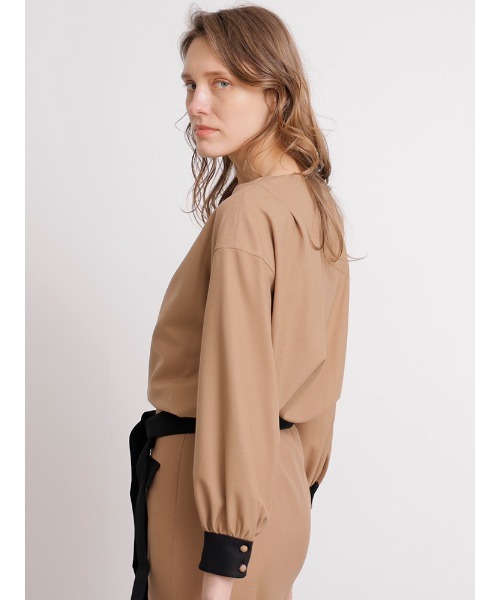 「TONAL」 長袖ブラウス 38 ネイビー レディース_画像8