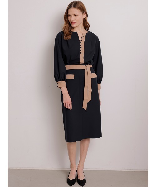 「TONAL」 長袖ブラウス 38 ネイビー レディース_画像9