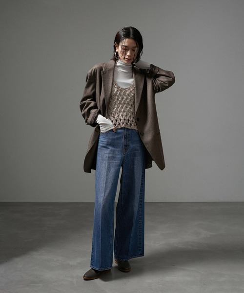 「SALON adam et rope'」 デニムパンツ M ネイビー レディースの画像