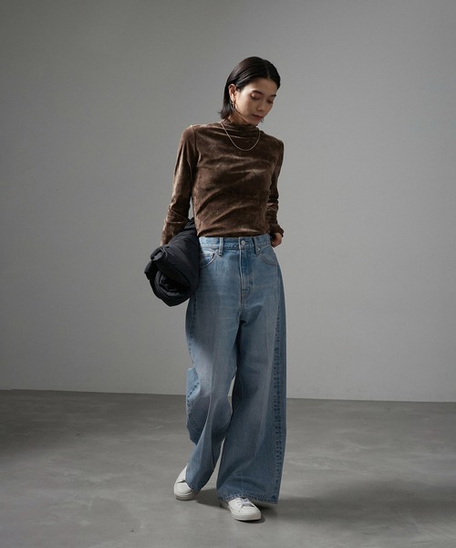 「SALON adam et rope'」 デニムパンツ M ネイビー レディースの画像