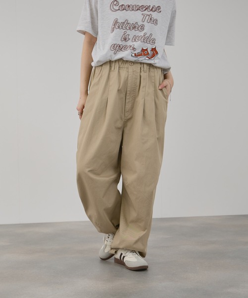 NAVY チノパン チノワイドタックパンツ レディース メンズ : ZOZOTOWN