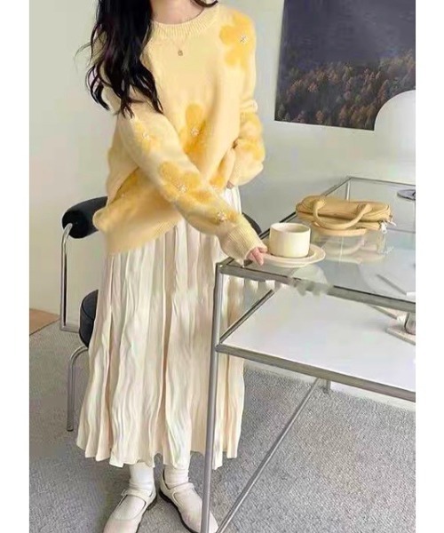 「LADY LIKE」 長袖ニット M イエロー レディース_画像9