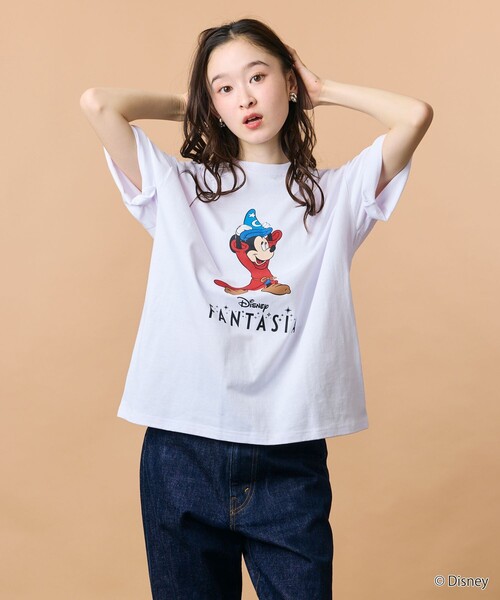 新品　ミッキー　ファンタジスタ　別注ヴィンテージ加工Tシャツ　ベイクルーズ　男女 MICKEY MOUSE / ミッキー マウス 別注 ファンタジア “蓄光” プリント T