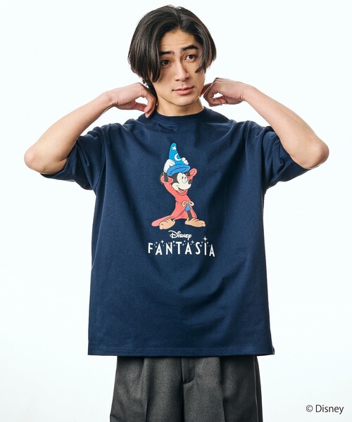 ファンタジア ミッキー プリント カットソー サイズ2 ネイビー FREAK'S STORE（フリークスストア） tシャツ 限定展開/DISNEY