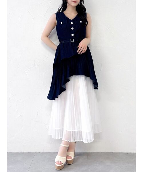 ワンピース アシメプリーツジレワンピースの画像