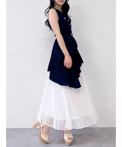 ワンピース アシメプリーツジレワンピースの画像