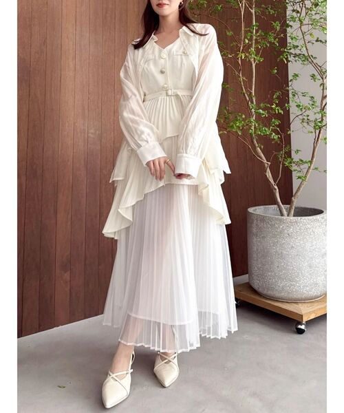 ワンピース アシメプリーツジレワンピースの画像