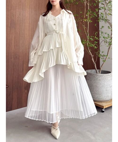ワンピース アシメプリーツジレワンピースの画像