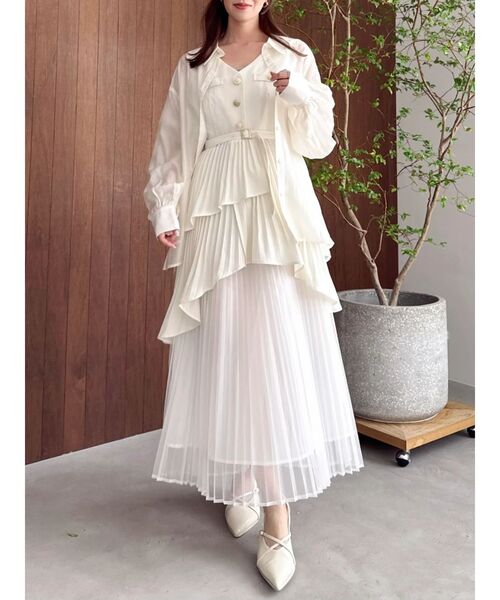 ワンピース アシメプリーツジレワンピースの画像