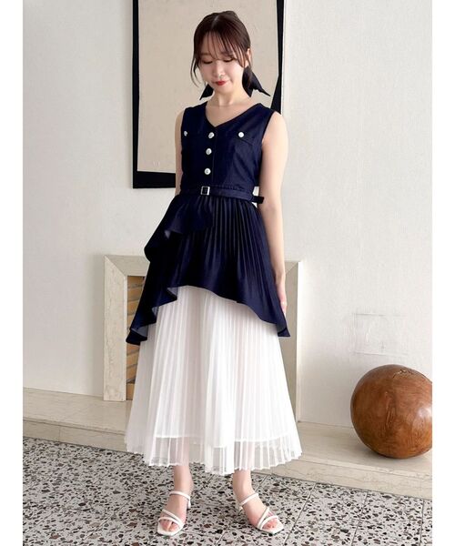 ワンピース アシメプリーツジレワンピースの画像