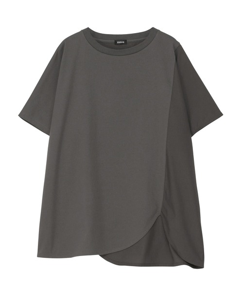 ZUCCa ドッキングシャツ グレー　М ZUCCa（ズッカ） tシャツ (S)DRAPE DOCKING JERSEY レディース