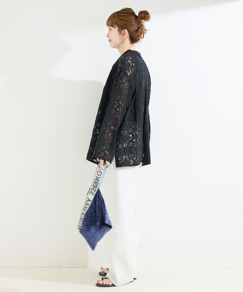 ブラウス シャツ 手洗い可 / レースembroideryシャツ レディースの画像