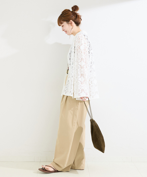 ブラウス シャツ 手洗い可 / レースembroideryシャツ レディースの画像
