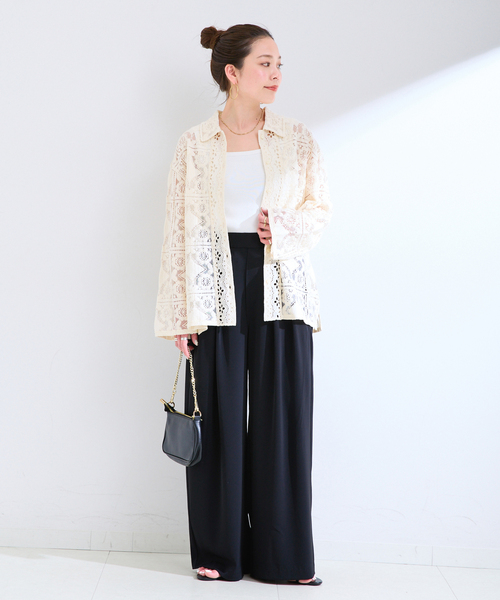 ブラウス シャツ 手洗い可 / レースembroideryシャツ レディースの画像