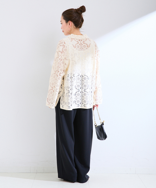ブラウス シャツ 手洗い可 / レースembroideryシャツ レディースの画像