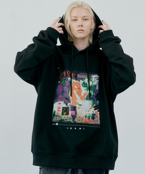 「AIVER」 ジップアップパーカー LARGE ブラック メンズの画像