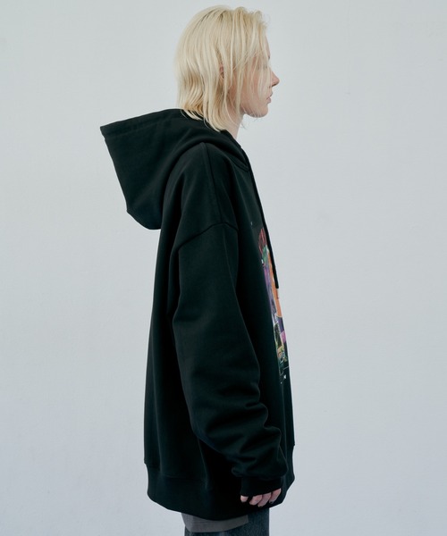 「AIVER」 ジップアップパーカー LARGE ブラック メンズの画像