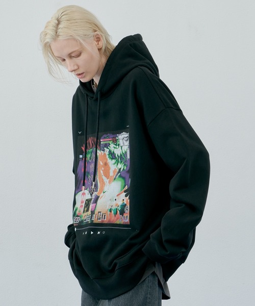 「AIVER」 ジップアップパーカー LARGE ブラック メンズの画像