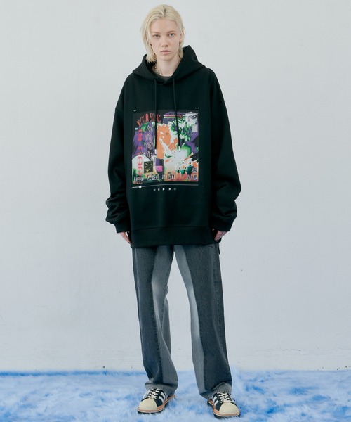 「AIVER」 ジップアップパーカー LARGE ブラック メンズの画像