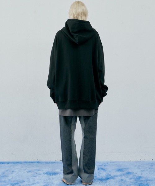 「AIVER」 ジップアップパーカー LARGE ブラック メンズの画像