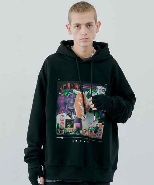 「AIVER」 ジップアップパーカー LARGE ブラック メンズの画像
