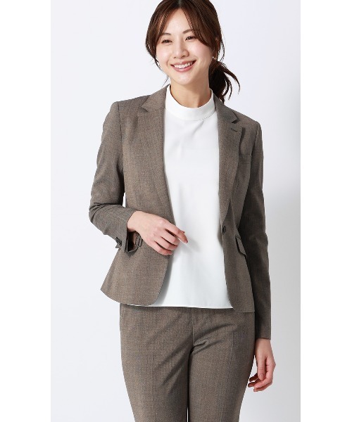 「AOYAMA」 「AnchorWoman」長袖ブラウス M ベージュ×ブラック レディース_画像8