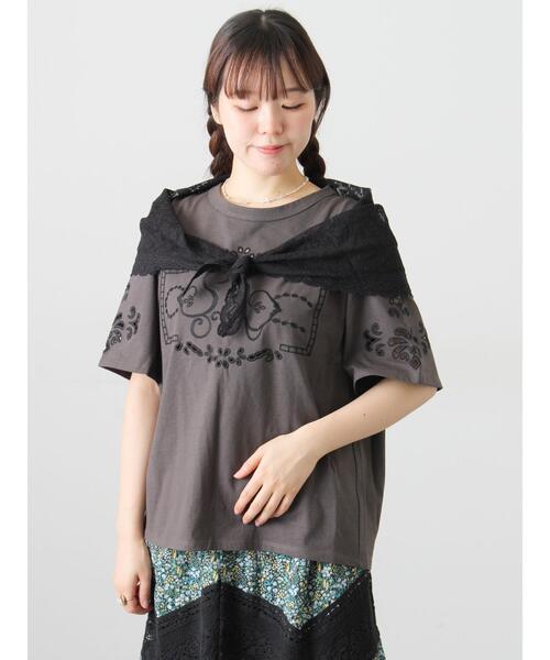 Samansa Mos2（サマンサモスモス） tシャツ 半袖 三角ストール付カット