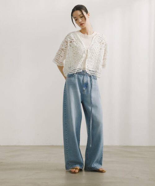 26SS Belted Light Denimアーバンリサーチ ドアーズ　デニム URBAN RESEARCH DOORS（アーバンリサーチドアーズ） ワイドパンツ