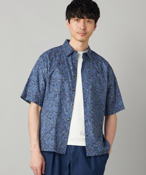 COMME CA MEN（コムサメン） シャツ 半袖 かすれ花柄プリント 半袖