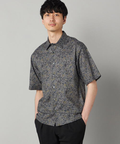 COMME CA MEN（コムサメン） シャツ 半袖 かすれ花柄プリント 半袖