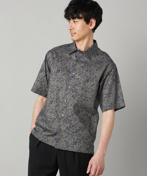 COMME CA MEN（コムサメン） シャツ 半袖 かすれ花柄プリント 半袖