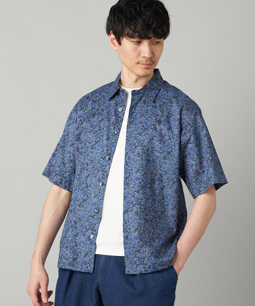 COMME CA MEN（コムサメン） シャツ 半袖 かすれ花柄プリント 半袖