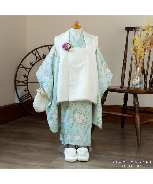 被布　3歳　女の子　男の子　シンプル　着物　753 七五三 着物 3歳 女の子 ブランド被布セット Shikibu Roman 式部