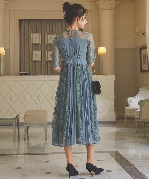 Kana ドレス レディース ビスチェ風 レース×プリーツ ワンピース